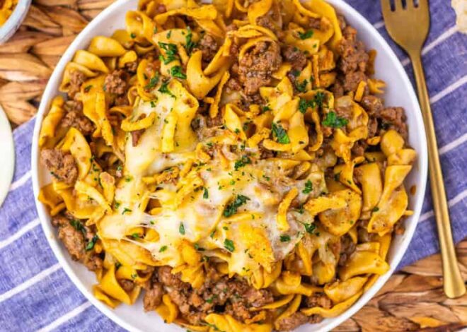 French Onion Beef Noodle Skillet