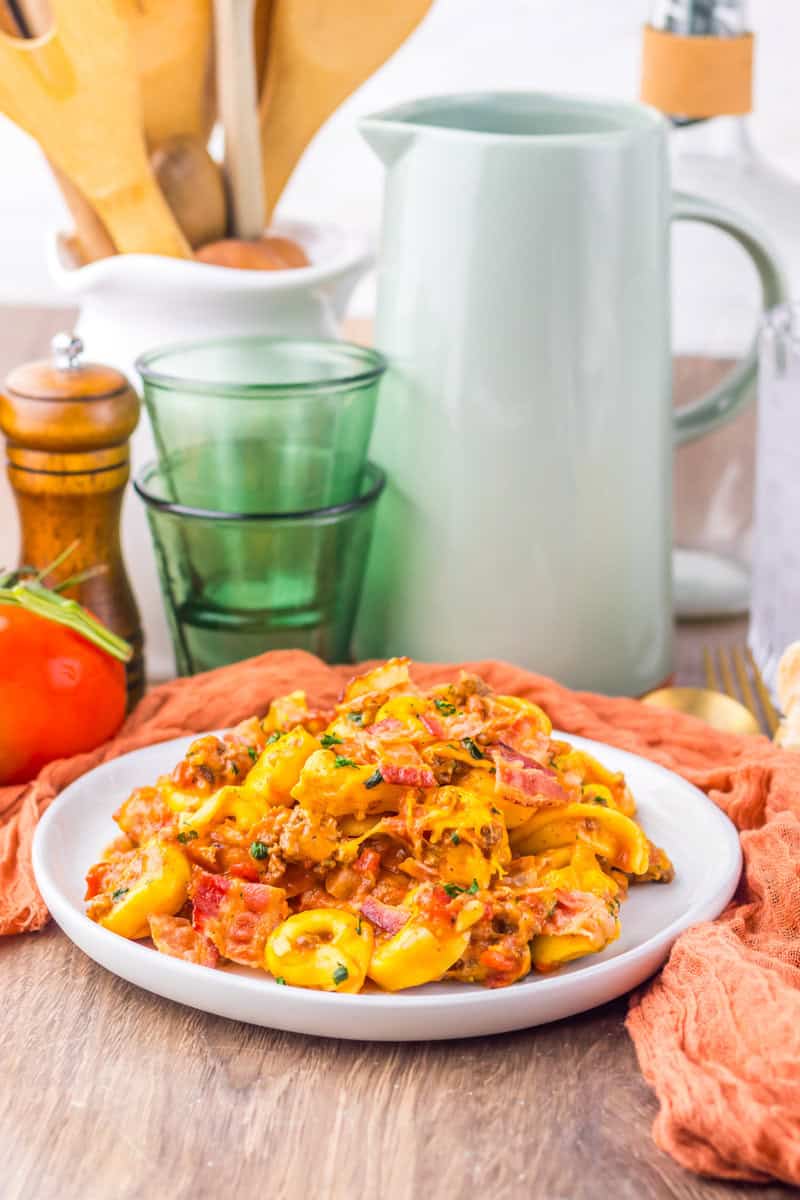 Slow Cooker Bacon Cheeseburger Tortellini